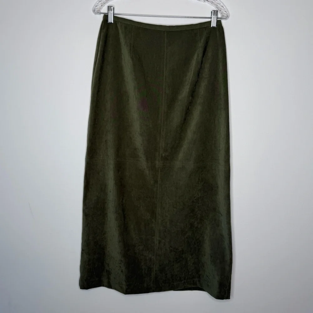 Vintage Norton McNaughton Olive Green Moleskin Maxi Skirt